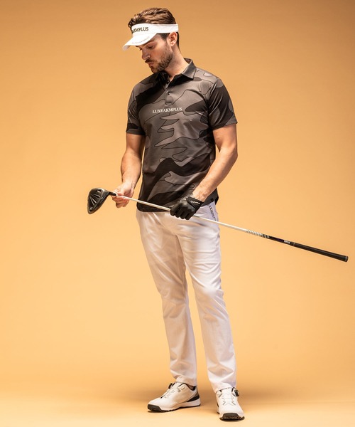 AKMポロシャツ LUXE AKM PLUS LUXEAKMPLUS リュクスエイケイエムプラス ゴルフ 総柄