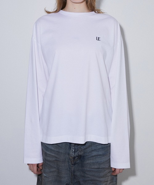 ルシェルブルー　ホワイト　白　長袖　シャツ　カットソー　40 LE CIEL BLEU（ルシェルブルー）の「LCBロゴロングT / LCB Logo Long