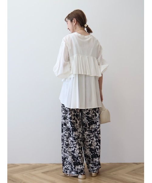 AMERICAN HOLIC ブラウス シャツ バックフリルバンドカラー