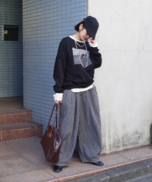 TEEN BOOP パンツ チェックボリュームラフパンツ レディース