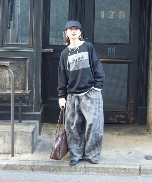 TEEN BOOP パンツ チェックボリュームラフパンツ レディース