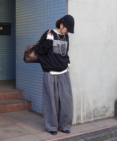 TEEN BOOP パンツ チェックボリュームラフパンツ レディース