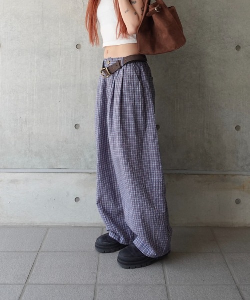 TEEN BOOP レオパードボリュームパンツ TEEN BOOP パンツ チェックボリュームラフパンツ レディース
