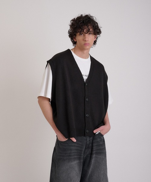 Regen Glanz ベスト ジレ knitted cardigan vest/ニットカーディガン