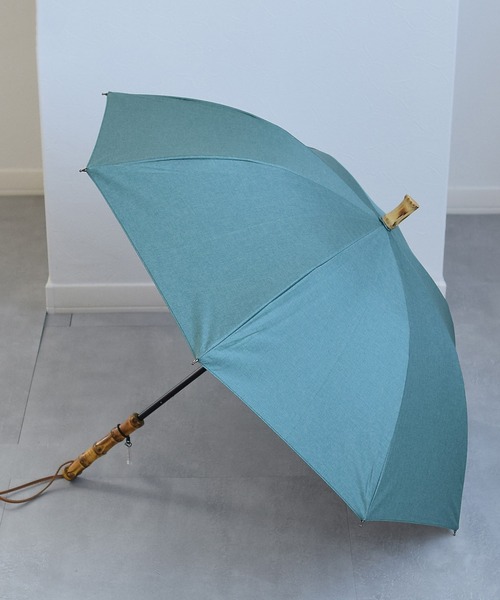 【新品未使用】ウタタネ　日傘　晴雨兼用　長傘　いぬハンドル　グレイッシュカーキ utatane（ウタタネ）の「日傘 完全遮光 晴雨兼用 ストライプ