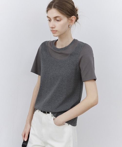 tシャツ 「tageechita」切り替えパネルTシャツ レディース