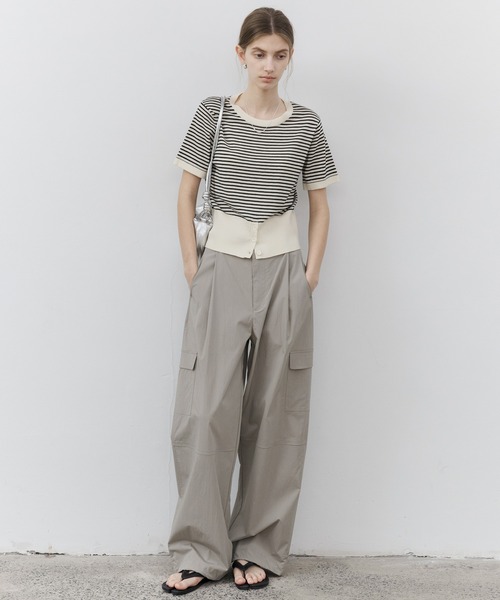 ニット セーター 「tageechita」ボーダーブロック　ニットTシャツ レディース tageechita ニット セーター 「tageechita」ボーダーブロック