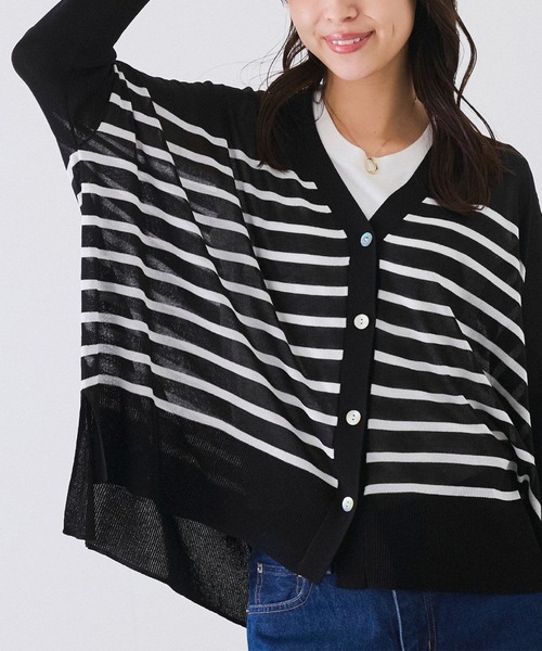 カーディガン 「接触冷感／UVカット」UVサラサラBOXシルエット前後差カーディガン レディース Bou Jeloud カーディガン 「接触冷感／UVカット」UVサラサラBOX