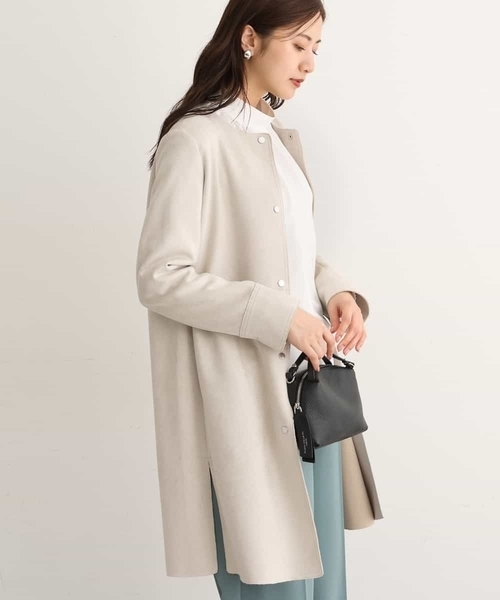 新品　41800円　現行品　MK MICHEL  コート サイズ38 MK MICHEL KLEIN 「MK KLEIN」 ノーカラーコート 38 ベージュ