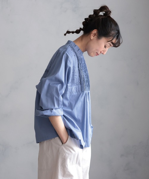 値下げ　yori 2022sp新品タグ付き★ ソルベカラーブラウス soulberry（ソウルベリー） ブラウス シャツ みずいろ屋根のブラウス