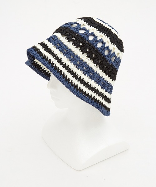 帽子 ハット レディース an meets zakka レトロマルチボーダークロシェ