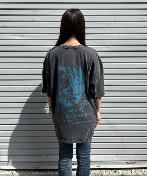 EXAMPLE（エグザンプル） tシャツ ”WORK OF FICTION” BLUE RIDING HOOD