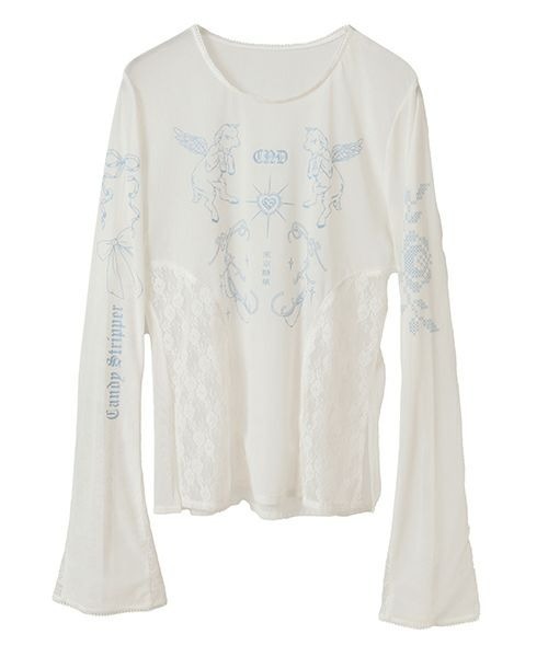 tシャツ TATTOO LACE SHEER トップス レディース