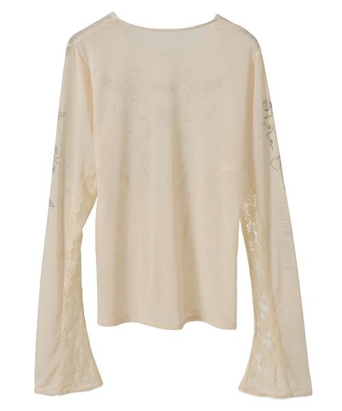 【新品】CANDY STRIPPER レース シアー トップス オフホワイト Candy Stripper（キャンディーストリッパー） tシャツ TATTOO LACE