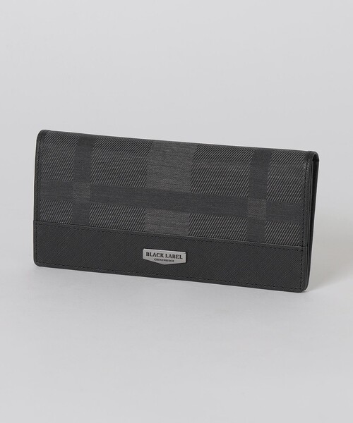 未使用 シャドークレストブリッジチェック ロングウォレット 黒 レザー 長財布 BLACK LABEL CRESTBRIDGE 財布 「一部店舗限定」シャドー