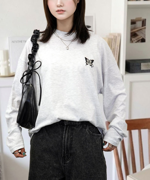 Candlestick tシャツ ゆったり 着やすい モード フラワー ラメ刺繍