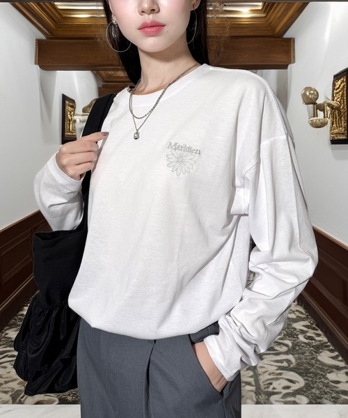 Candlestick tシャツ ゆったり 着やすい モード フラワー ラメ刺繍