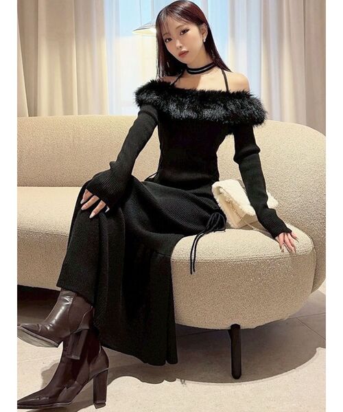 RESEXXY（リゼクシー） ワンピース フェイクファートリムニット