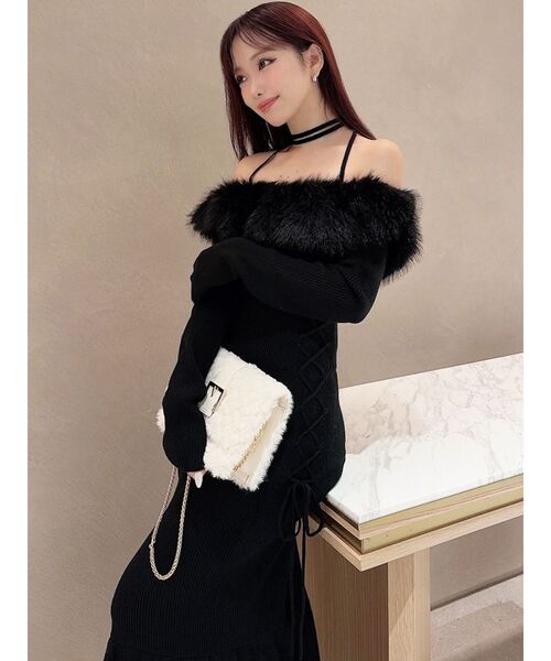 RESEXXY（リゼクシー） ワンピース フェイクファートリムニット