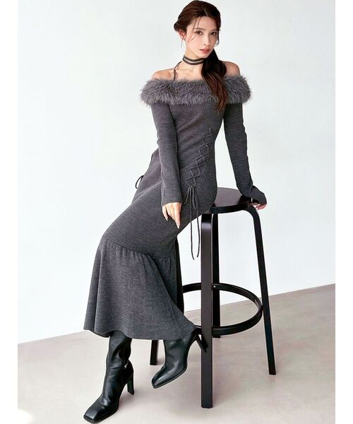 RESEXXY（リゼクシー） ワンピース フェイクファートリムニット