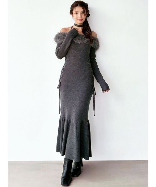 RESEXXY（リゼクシー） ワンピース フェイクファートリムニット