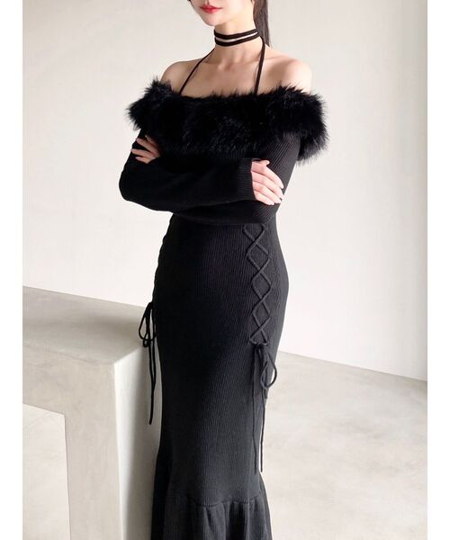 RESEXXY（リゼクシー） ワンピース フェイクファートリムニット