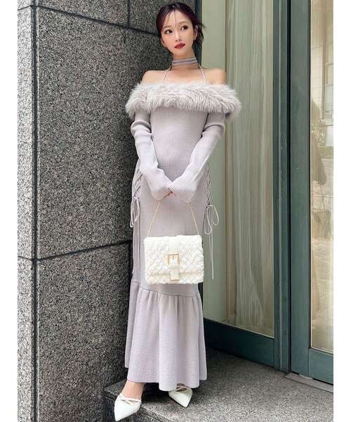 RESEXXY ワンピース フェイクファートリムニットワンピース : ZOZOTOWN