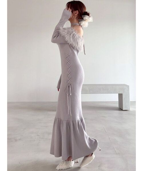 RESEXXY ワンピース フェイクファートリムニットワンピース : ZOZOTOWN