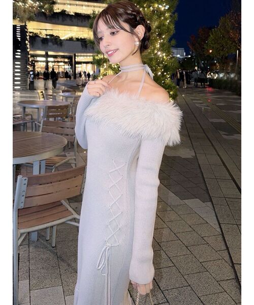 RESEXXY ワンピース フェイクファートリムニットワンピース : ZOZOTOWN