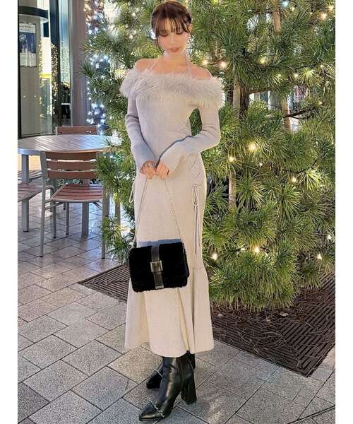 RESEXXY ワンピース フェイクファートリムニットワンピース : ZOZOTOWN