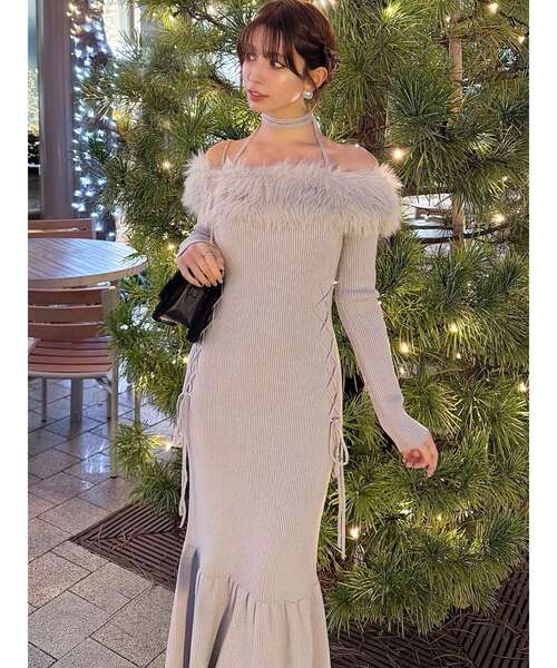 RESEXXY ワンピース フェイクファートリムニットワンピース : ZOZOTOWN