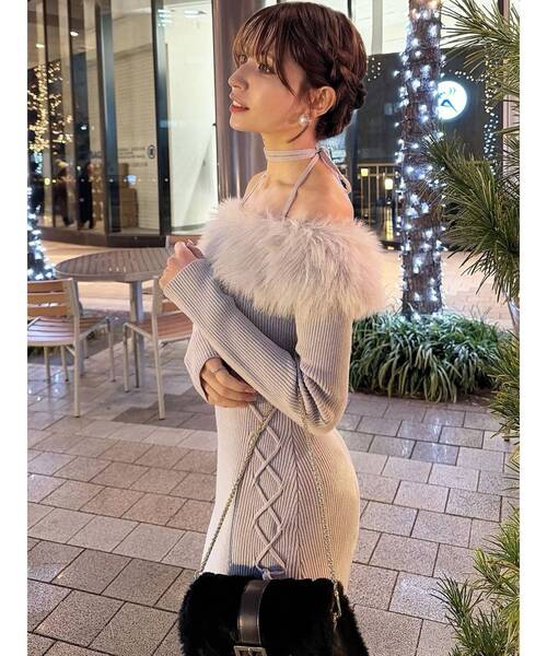 RESEXXY ワンピース フェイクファートリムニットワンピース : ZOZOTOWN