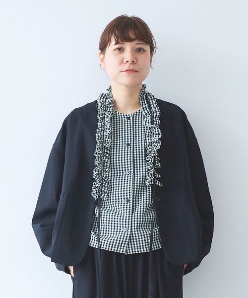 yuni ジャケット ノーカラージャケット レーヨンウール no collar