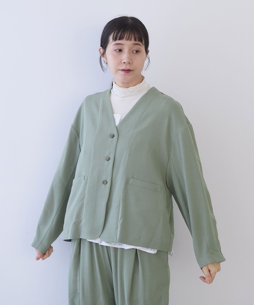yuni ジャケット ノーカラージャケット レーヨンウール no collar