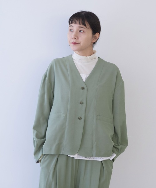yuni ジャケット ノーカラージャケット レーヨンウール no collar
