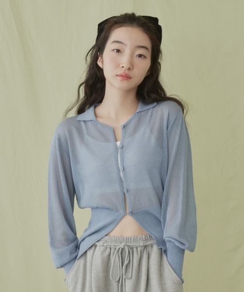 GIUNON ニットカーディガン FREE ブルー レディース : ZOZOTOWN Yahoo