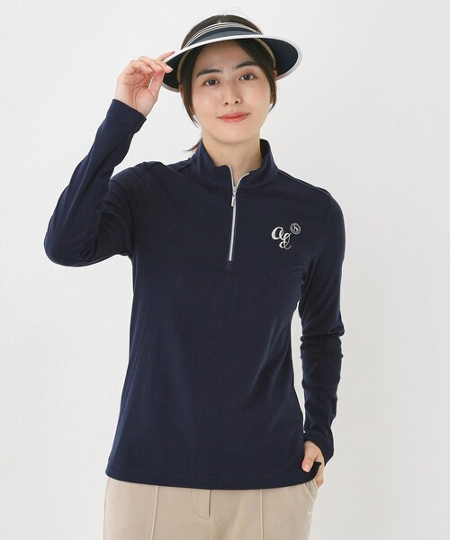 【新品タグ付】adabat ハーフジップ 長袖 カットソー ゴルフウェア S adabat（アダバット） tシャツ 「吸湿発熱」ハーフジップ長袖モック