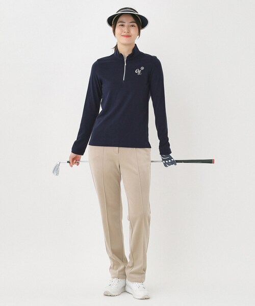 【新品タグ付】adabat ハーフジップ 長袖 カットソー ゴルフウェア S adabat（アダバット） tシャツ 「吸湿発熱」ハーフジップ長袖モック