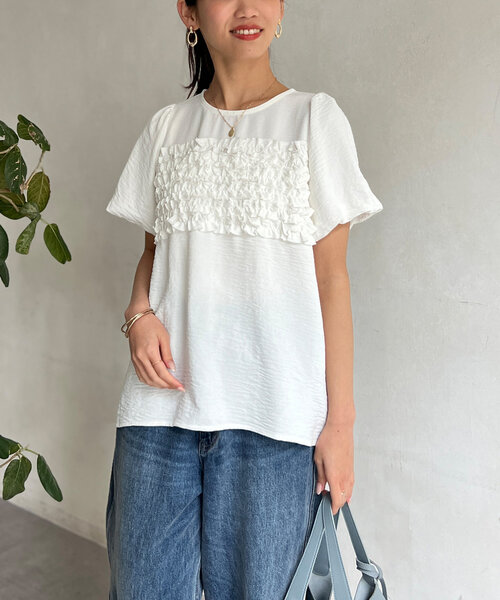 「Chez toi」 半袖ブラウス FREE ブラック レディース_画像2