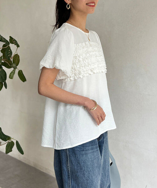 「Chez toi」 半袖ブラウス FREE ブラック レディース_画像4