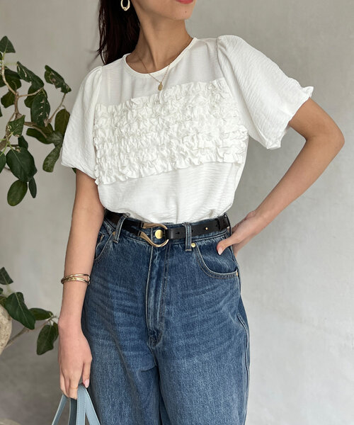 「Chez toi」 半袖ブラウス FREE ブラック レディース_画像8