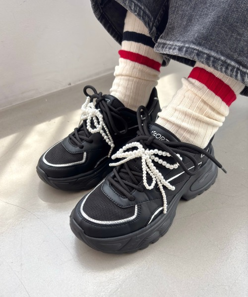 N°21 ストラップ付きスニーカー ブラック　サイズ42 ORiental TRaffic（オリエンタルトラフィック） スニーカー 2025秋冬