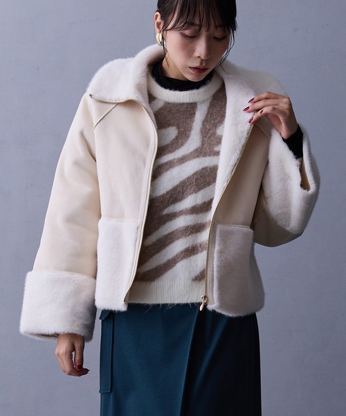 NICOLE white（ニコルホワイト） ブルゾン アウター フェイクムートン