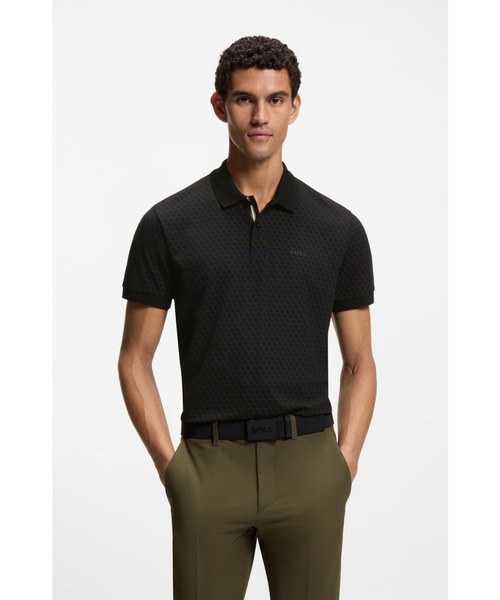 BOSS（HUGO BOSS） ポロシャツ 半袖 コットンピケ プリントパターン