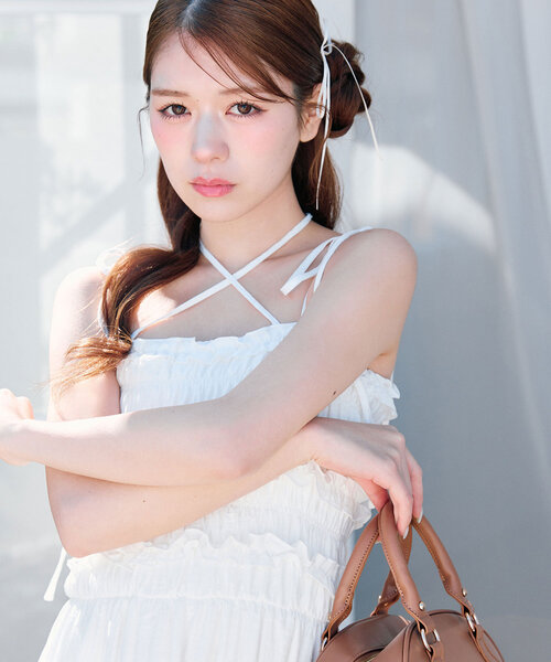 「OLIVE des OLIVE」 キャミソールワンピース MEDIUM チャコールグレー レディース_画像4