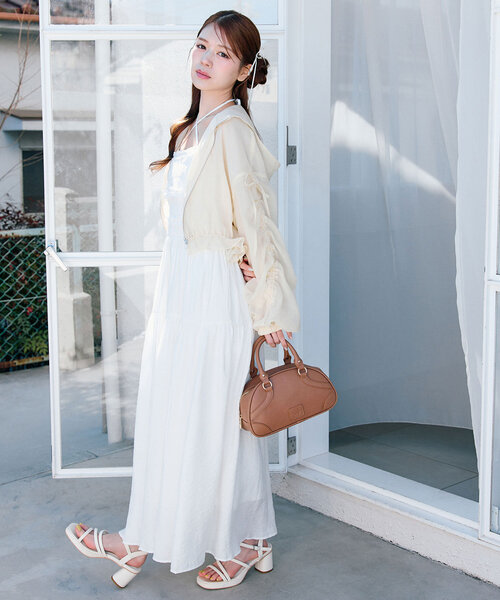「OLIVE des OLIVE」 キャミソールワンピース MEDIUM チャコールグレー レディース_画像8