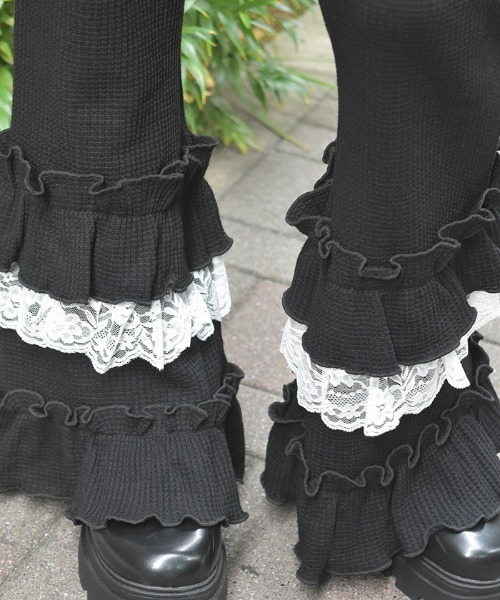 axes femme（アクシーズ ファム） パンツ フリル×レースワッフルパンツ