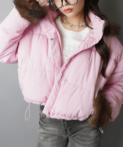 ピンク ファー付きダウンジャケット、ライダースジャケット　まとめ売り SPINNS（スピンズ） ダウンコート ダウンジャケット ギャル映え確定