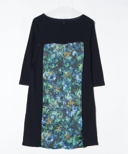 「YUMA KOSHINO」 花柄7分袖ワンピース 40 ネイビー レディース_画像2