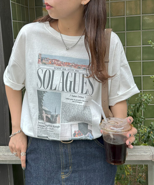 「DISCOAT」 半袖Tシャツ FREE ホワイト系その他2 レディース_画像3